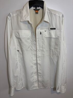 Two Eddie Bauer Cream Lightweight Long-Sleeve fishing Shirt